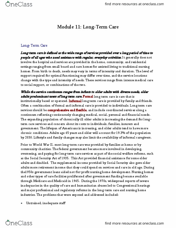 HSA 3111 Lecture Notes - Lecture 8: Long-Term Care, Assisted Living, Elder Abuse thumbnail