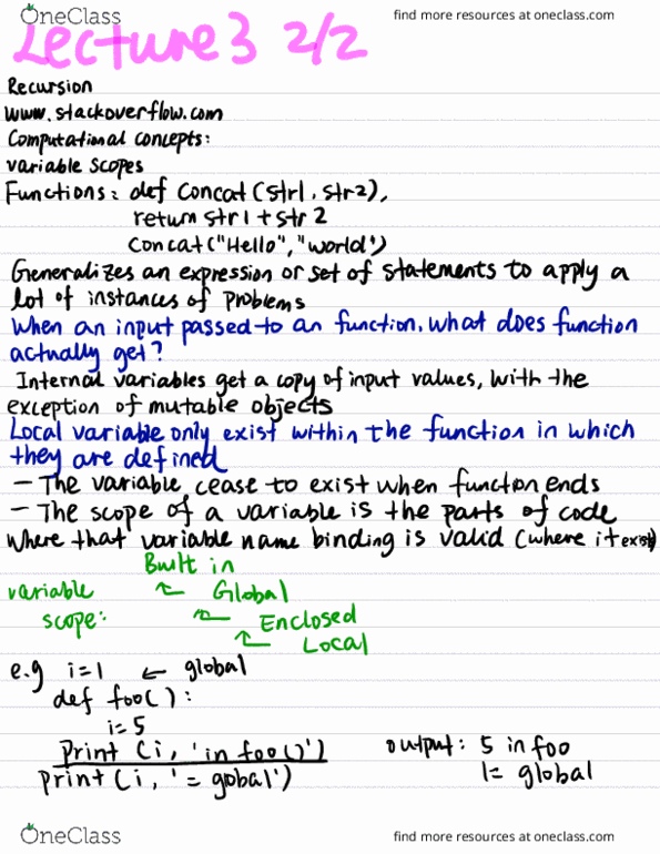 COMPSCI 61A Lecture Notes - Lecture 3: Def Con, Local Variable, For Loop thumbnail