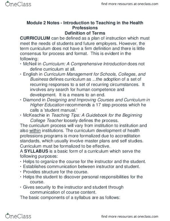 HSC 3243 Lecture Notes - Lecture 2: Task Analysis, Comparative Advantage, Distance Education thumbnail