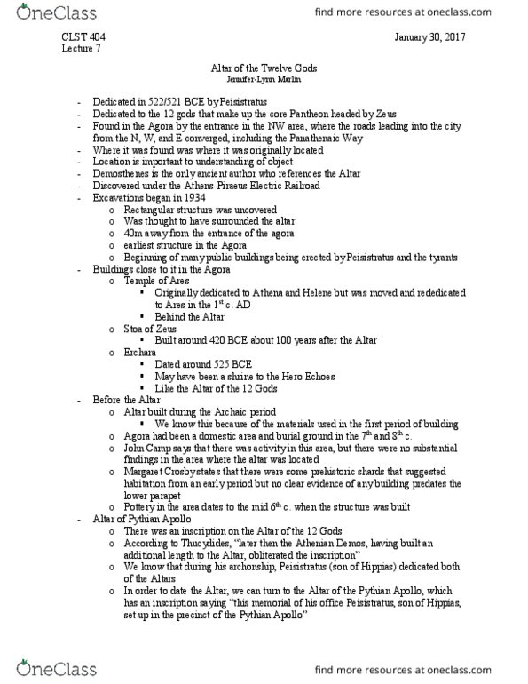 CLST 404 Lecture Notes - Lecture 7: Parapet, Mount Pentelicus, Crown Molding thumbnail