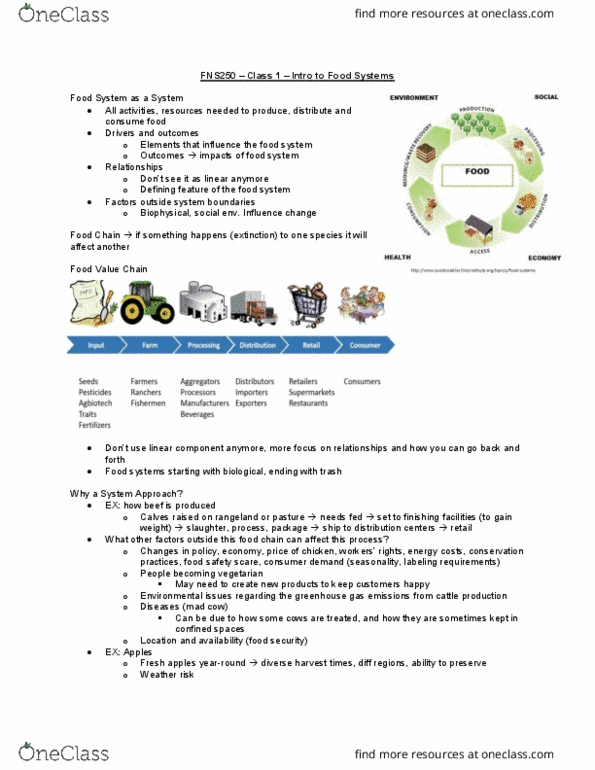 FNS 250 Lecture Notes - Lecture 1: Food Systems, Rangeland, Food Security thumbnail