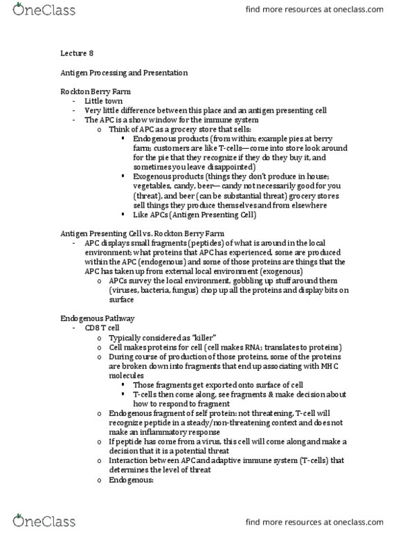 HTHSCI 3I03 Lecture Notes - Lecture 8: Antigen-Presenting Cell, Signal Peptide, Adaptive Immune System thumbnail