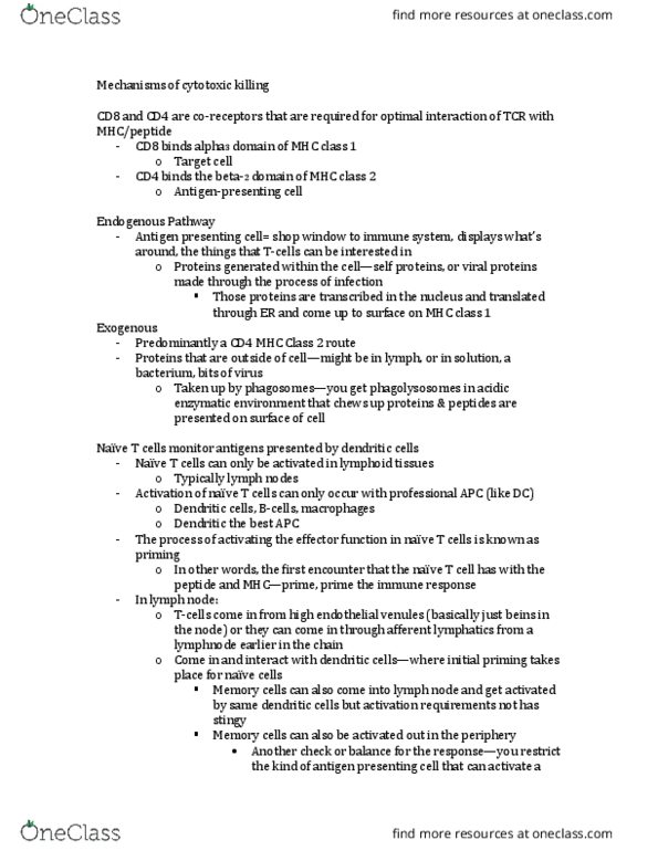 HTHSCI 3I03 Lecture Notes - Lecture 8: High Endothelial Venules, Lymph Node, Viral Disease thumbnail