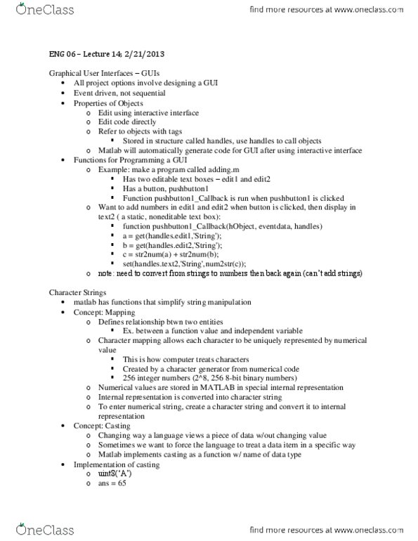 ENG 6 Lecture Notes - Lecture 14: C String Handling, Substitute Character, Printf Format String thumbnail