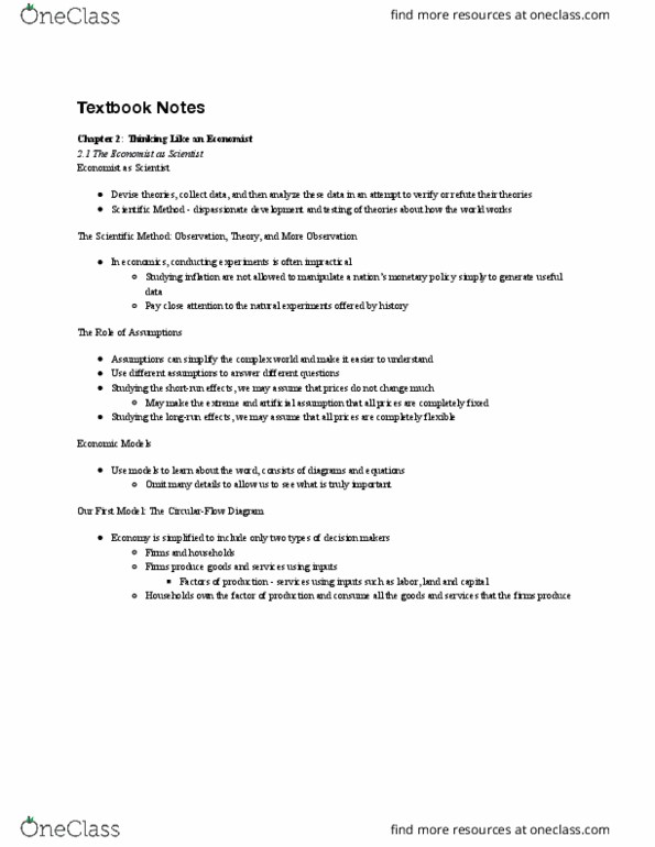 ECON 101 Chapter Notes - Chapter 2: Opportunity Cost thumbnail