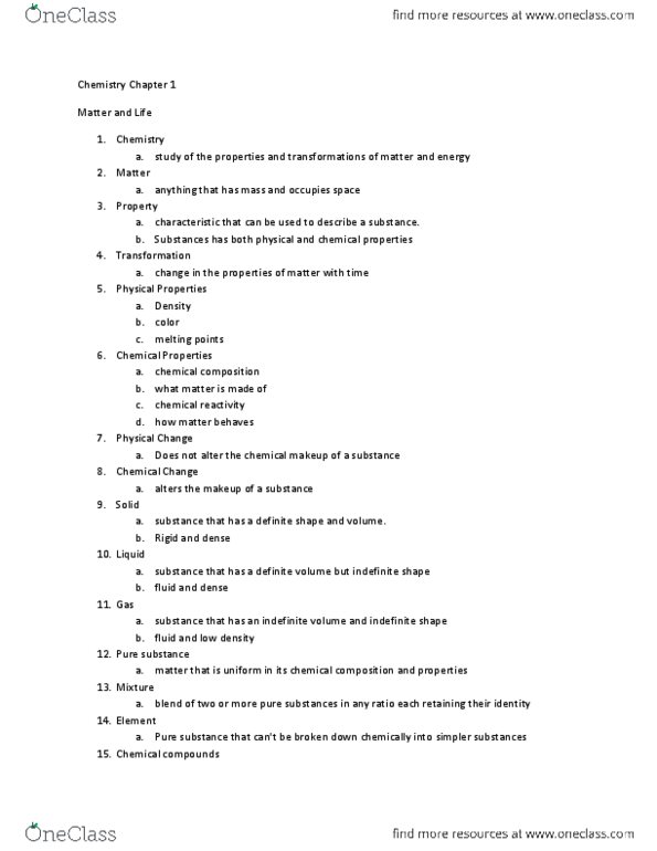 CHEM 030A Chapter 1: Chemistry Chapter 1 Notes thumbnail