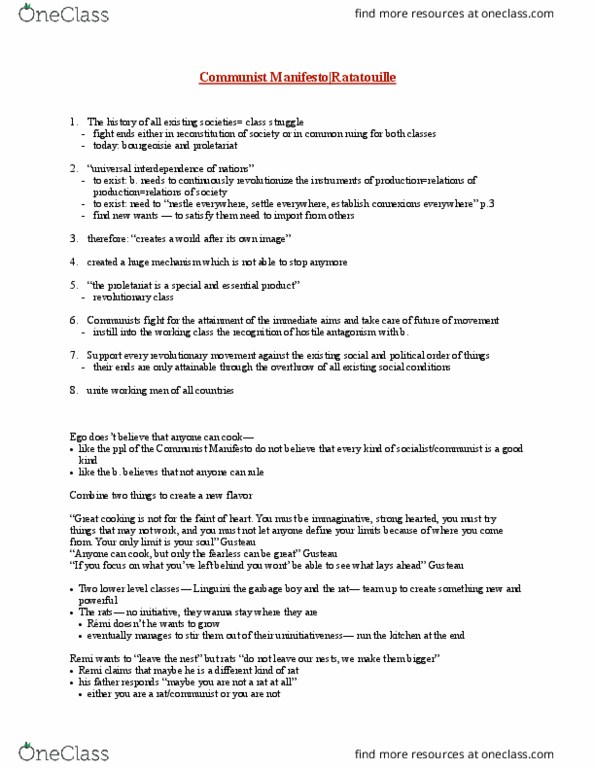 PHIL 1062 Lecture Notes - Lecture 7: The Communist Manifesto, Proletariat, Class Conflict thumbnail