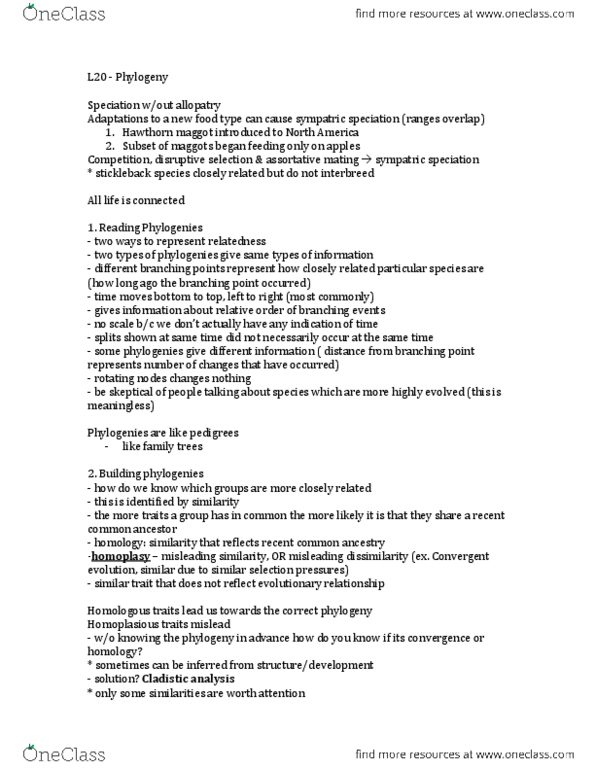 Biology 1001A Lecture Notes - Assortative Mating, Sympatric Speciation, Theodosius Dobzhansky thumbnail