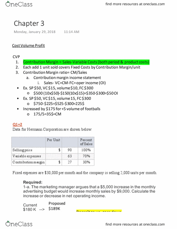 ACCT-2020 Lecture Notes - Lecture 4: Earnings Before Interest And Taxes, Contribution Margin, Fixed Cost thumbnail