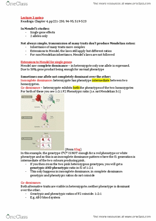 BMS2042 Lecture Notes - Lecture 3: Pleiotropy, Wild Type, Thalassemia thumbnail