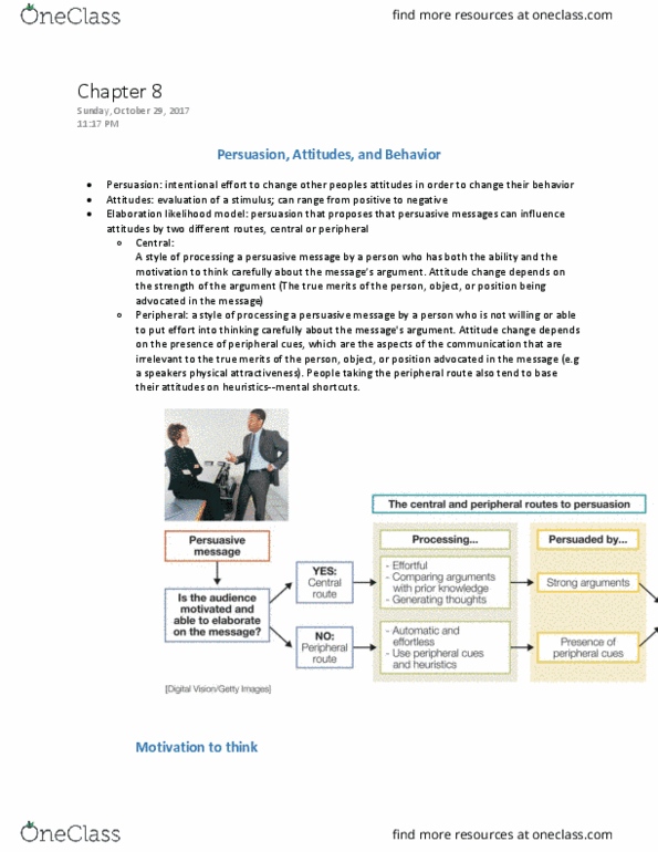 PSYC 2120 Chapter Notes - Chapter 8: Attitude Change, Physical Attractiveness, Combined Oral Contraceptive Pill thumbnail