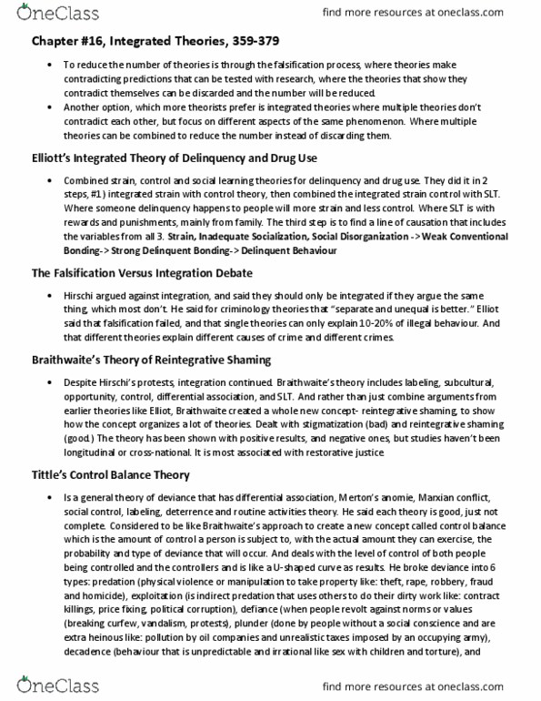 SOC 2700 Chapter Notes - Chapter 16: Differential Association, Balance Theory, Restorative Justice thumbnail