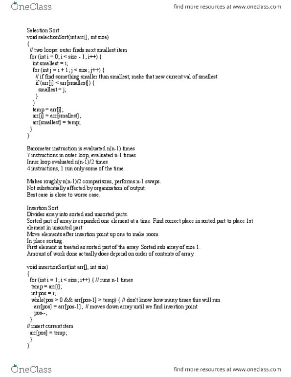 CMPT 225 Lecture Notes - Lecture 5: Stack Overflow, Selection Sort, Binary Search Algorithm thumbnail