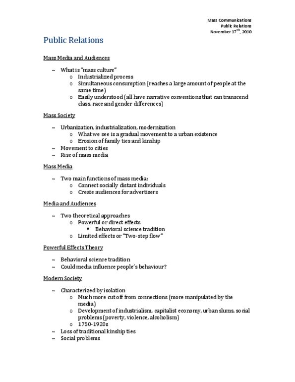 CS101 Lecture Notes - Paul Lazarsfeld, Behavioural Sciences, Opinion Leadership thumbnail