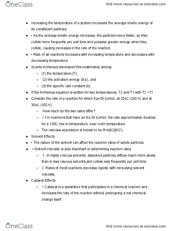 CHEM 134 Lecture Notes - Lecture 9: Svante Arrhenius, Activation Energy, Viscosity thumbnail