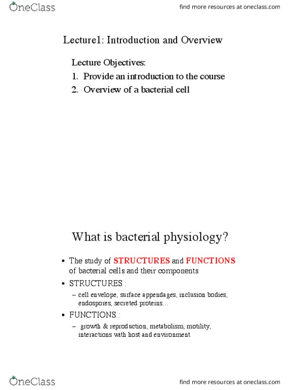 MICI 3119 Lecture Notes - Lecture 1: Inclusion Bodies, Cell Envelope, G Cell thumbnail