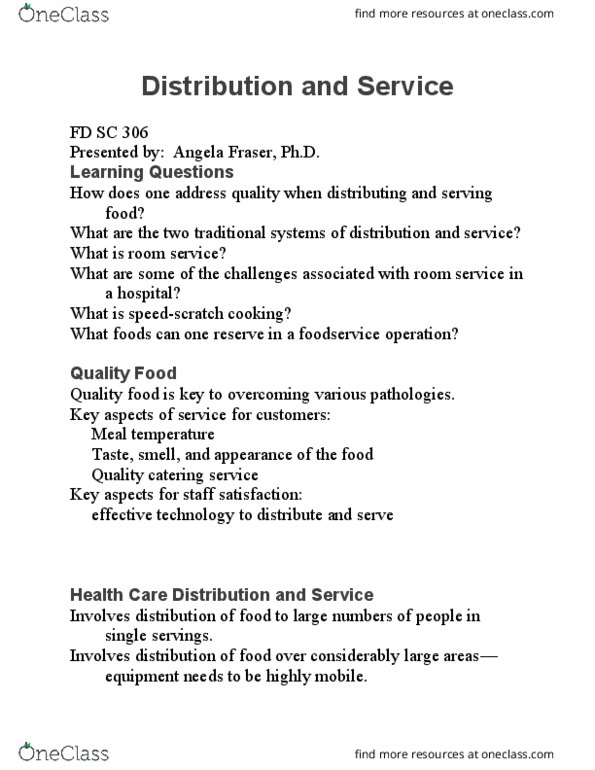 FD SC 3060 Chapter Notes - Chapter 28: Foodservice, Bacon, Aethon thumbnail