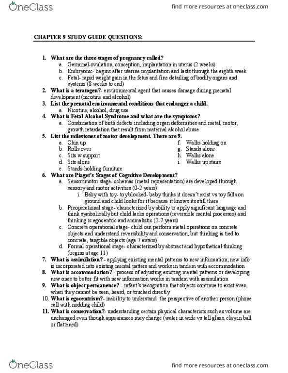 PSYC 203 Lecture Notes - Lecture 1: Fetal Alcohol Spectrum Disorder, Parenting Styles, Prenatal Development thumbnail