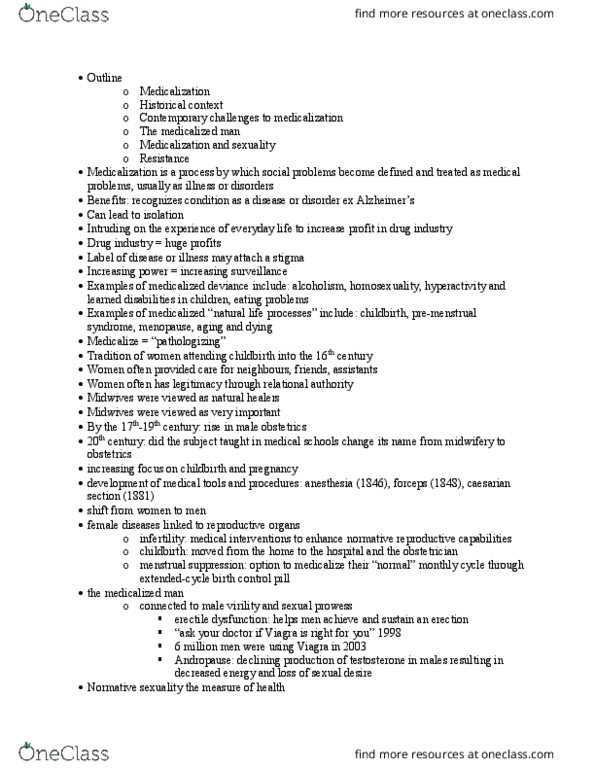WMST 1000Y Lecture Notes - Lecture 4: Combined Oral Contraceptive Pill, Caesarean Section, Late-Onset Hypogonadism thumbnail