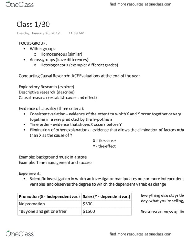 MKTG 3100 Lecture Notes - Lecture 3: Time Management, Test Market, Internal Validity thumbnail