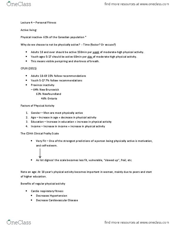 HLSC 1F90 Lecture Notes - Lecture 4: Active Living, Plantar Fasciitis, Splints thumbnail