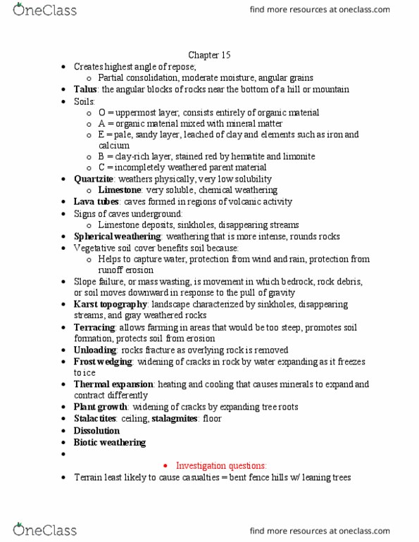 GLG 101 Lecture Notes - Lecture 10: Karst, Limonite, Landslide thumbnail