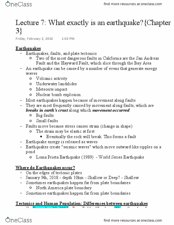 EES 150 Lecture Notes - Lecture 7: 1989 Loma Prieta Earthquake, San Andreas Fault, Hayward Fault Zone thumbnail