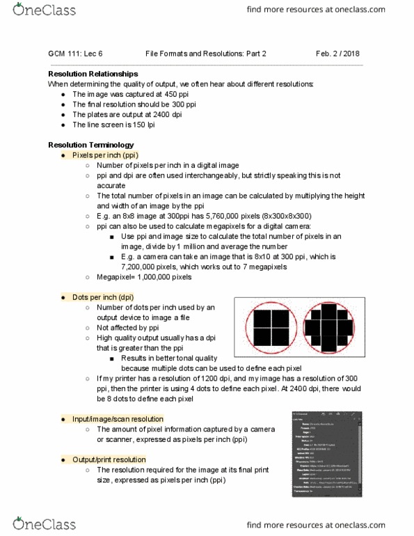 GCM 111 Lecture Notes - Lecture 6: Pixel, Digital Image, Adobe Indesign thumbnail
