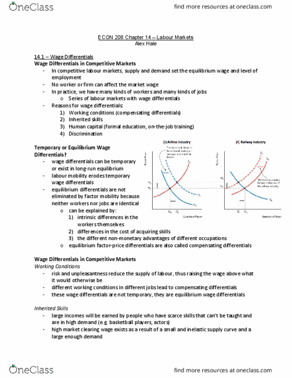 ECON 208 Chapter Notes - Chapter 14: Market Clearing, Human Capital, Longrun thumbnail