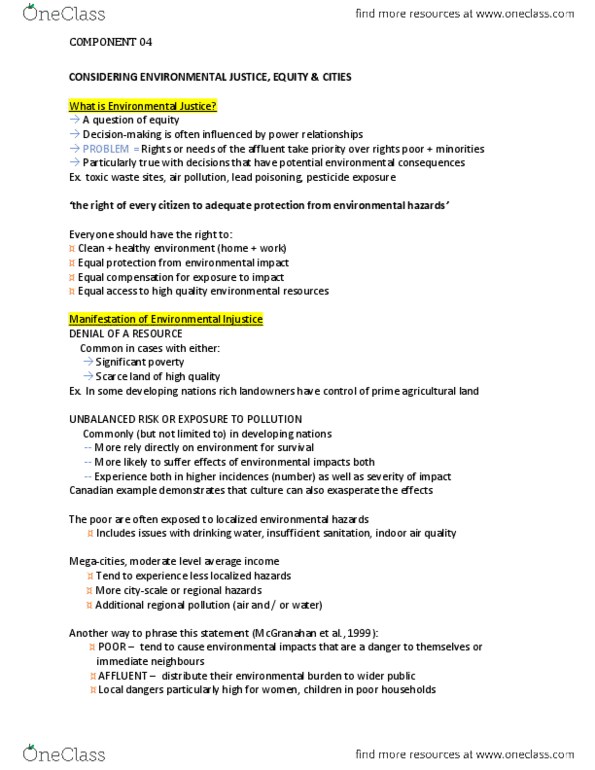 EUS 202 Lecture Notes - Lead Poisoning, Cholera, Urban Sprawl thumbnail