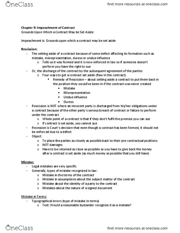 BU231 Lecture Notes - Lecture 8: Undue Influence, Rescission, W. M. Keck Observatory thumbnail