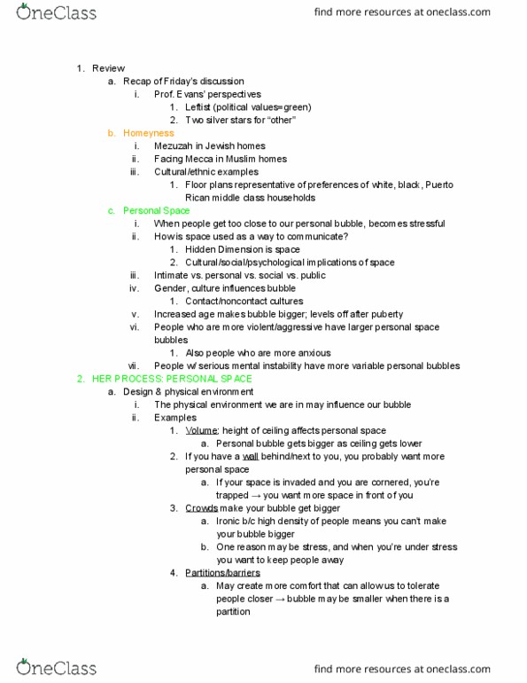 DEA 1500 Lecture Notes - Lecture 5: Mezuzah, Proxemics, Home Advantage thumbnail