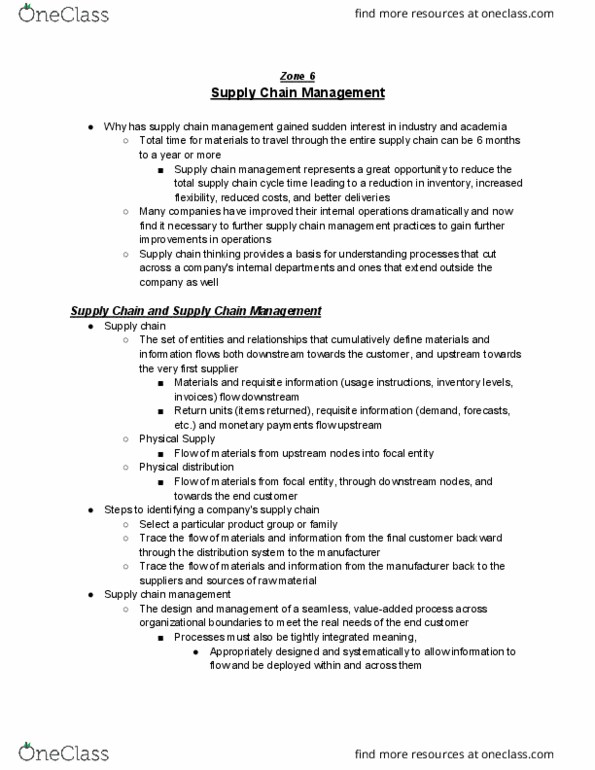 MGM102H5 Lecture Notes - Lecture 2: Supply Chain, Information System, Offshoring thumbnail