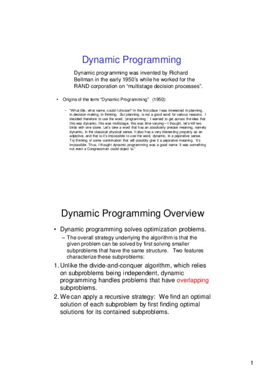 CS341 Lecture Notes - Dynamic Programming, Richard E. Bellman, Artery Recordings thumbnail