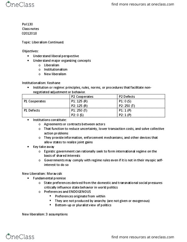 POL 13000 Lecture Notes - Lecture 8: John Ikenberry thumbnail