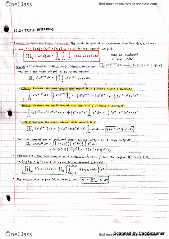 MATH 32B Chapter 16.3: 16.3 - Triple Integrals thumbnail