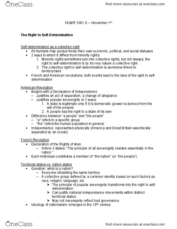 HUMR 1001 Lecture Notes - Lecture 10: Lucien Bouchard, Real Country, Minority Rights thumbnail