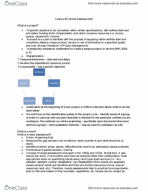 IDSC04H3 Lecture Notes - Lecture 3: Semi-Structured Interview, Needs Assessment, Decision-Making thumbnail
