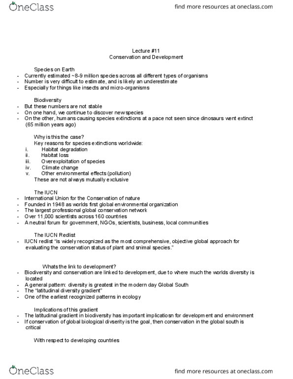 IDSB02H3 Lecture Notes - Lecture 11: Iucn Red List, Environmental Organization, Habitat Destruction thumbnail