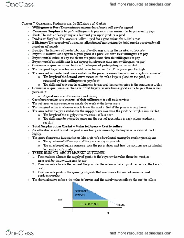 ECON 1000 Chapter Notes - Chapter 7-10: Deadweight Loss, Economic Surplus, Demand Curve thumbnail