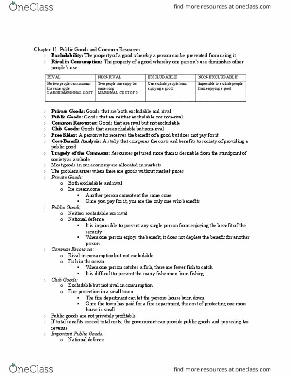 ECON 1000 Chapter Notes - Chapter 11-14: Ice Cream Cone, Tax Rate, Average Cost thumbnail