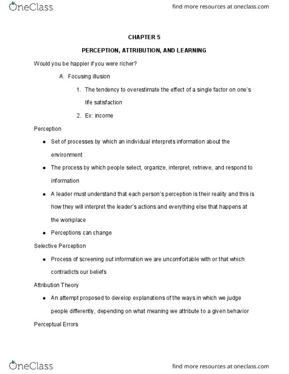 MGT 304 Lecture Notes - Lecture 4: Fundamental Attribution Error, Stereotype, Randomness thumbnail