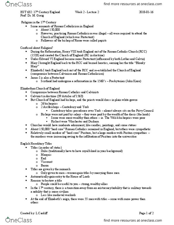 HST 632 Lecture Notes - Lecture 2: Thirty-Nine Articles, Puritans, Diesis thumbnail