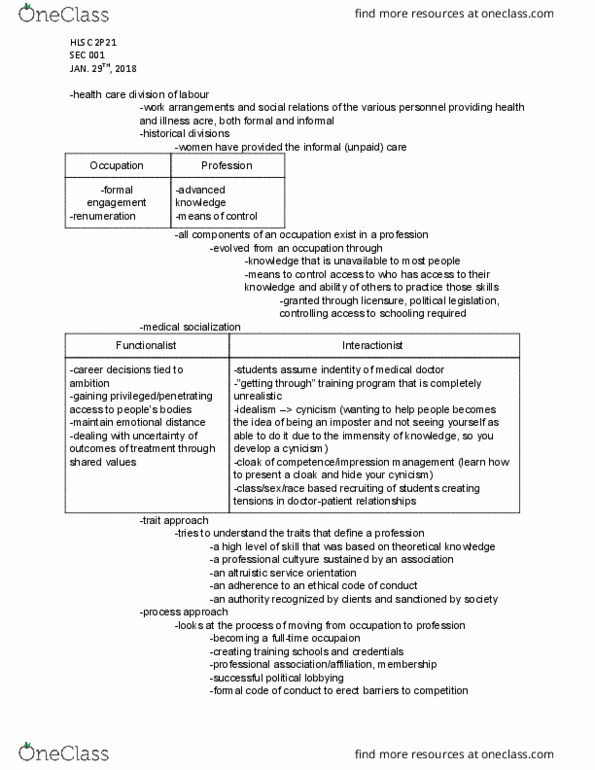 HLSC 2P21 Lecture Notes - Lecture 3: Formal System, Medicalization, Physical Therapy thumbnail