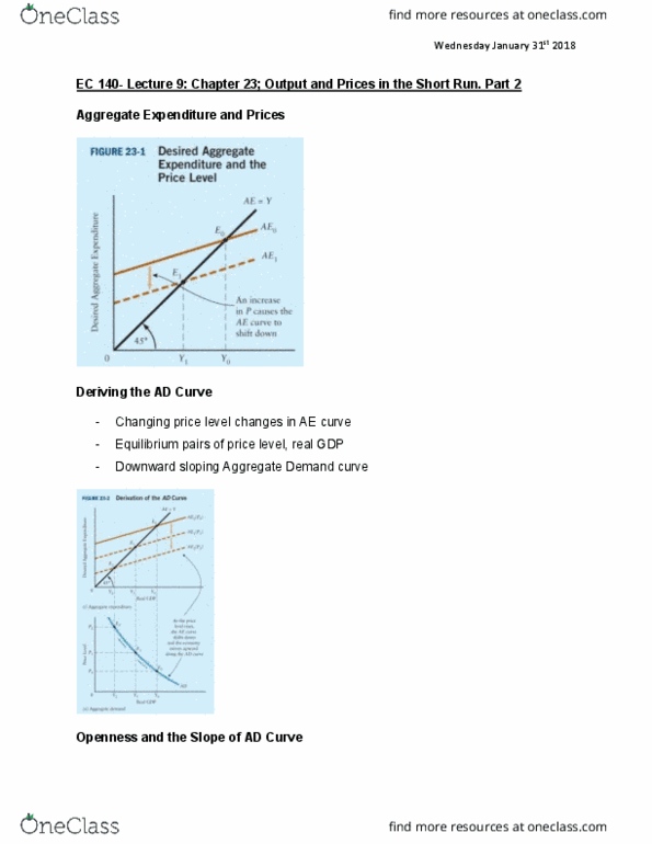 EC140 Lecture Notes - Lecture 9: Aggregate Demand, Government Spending, Diminishing Returns thumbnail