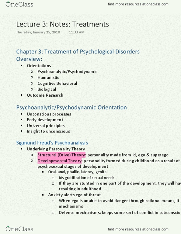 L33 Psych 354 Lecture Notes - Lecture 3: Cognitive Psychology, Psychoanalysis, Aripiprazole thumbnail