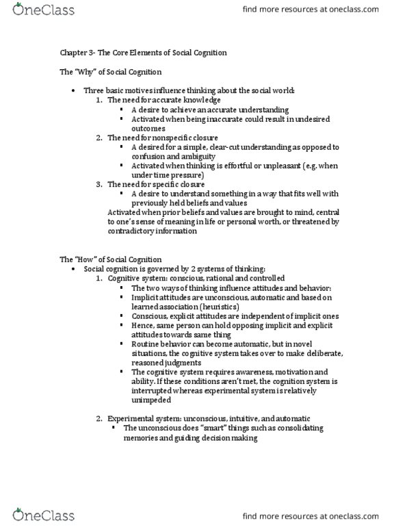 PSYC 2120 Lecture Notes - Lecture 3: Social Cognition, Confirmation Bias thumbnail