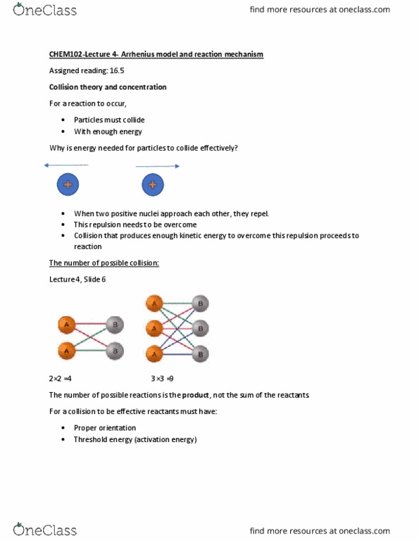CHEM102 Lecture 4: Lecture 4 Arrhenius model and reaction mechanism thumbnail