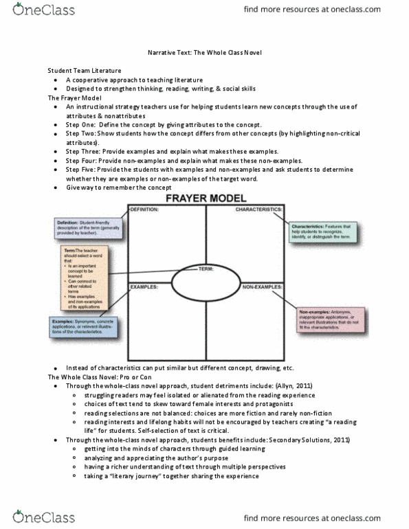 TAL 404 Lecture Notes - Lecture 5: Literature Circle thumbnail