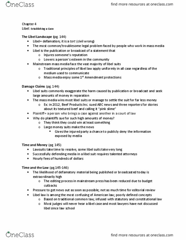 MMC 3200 Chapter Notes - Chapter 4.1: Beef Products, Pink Slime, Mass Media thumbnail